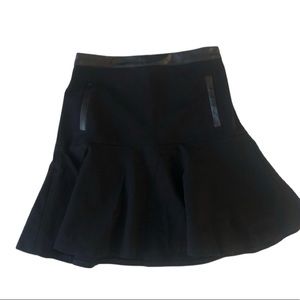 Club Monaco Fluted Skirt with Leather Detailing